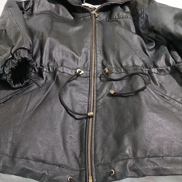 VTG Fashion Attitudes Men's Med Black Leather Quilt-Lined Adjustable Waist Coat - Picture 3 of 13